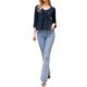 thumbnail image 2 of INSPIRAR CHIC Blusa Casual Peplum para Mujer con Manga 3/4, Cuello en V y Dobladillo con Volantes XL Azul Oscuro, 2 of 6