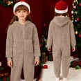 thumbnail image 5 of Tiweut Kids Onesie Pajamas Jumpsuit Boys Girls Warm Sherpa Lined Romper Zipper Hooded Cute Playsuit Sleepwear,Khaki,4Y, 5 of 8