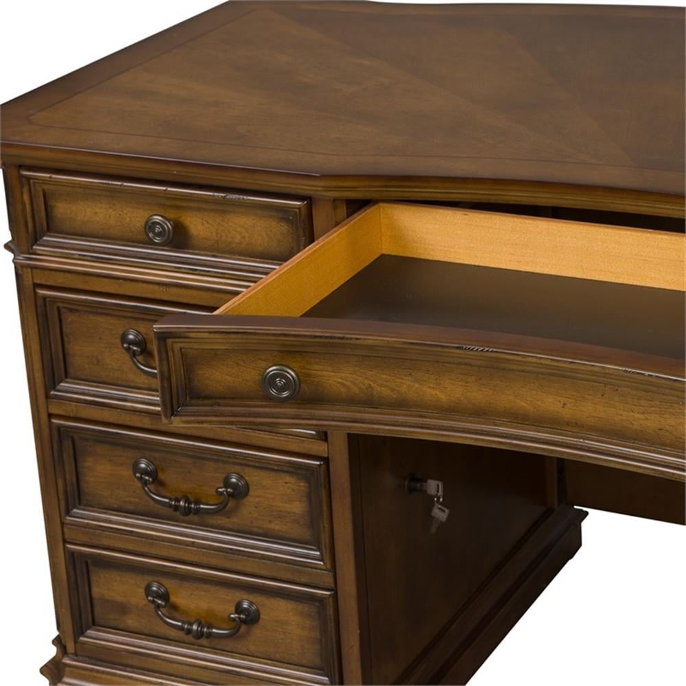 Bowery Hill Wood Medium Brown Junior Executive Desk Rectangular Unassembled