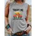 thumbnail image 2 of Camiseta con estampado de letras a color para mujer Trust Me, blusa de algodón con cuello redondo y sin mangas, ropa de calle de moda, 2 of 4