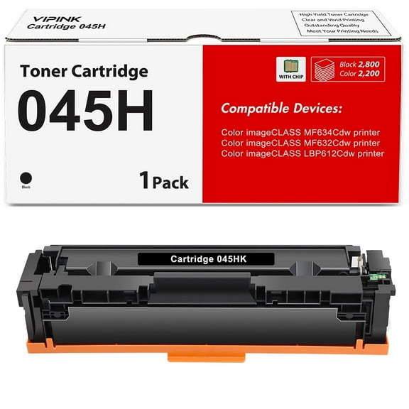 Cartridge 045 045H Black Compatible 045 045H Toner Cartridge Replacement for Canon 045 045H MF634Cdw Toner for Canon Color ImageCLASS MF634Cdw MF632Cdw LBP612Cdw MF632 LBP612 Ink Printer
