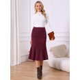 thumbnail image 4 of DARING DIVA Women's Corduroy High Waist Midi Mermaid Skirt with Pockets Large Wine Red, 4 of 6