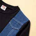 thumbnail image 5 of Yidarton Girls spring and autumn new fashion denim splicing sweatshirt suit casual black sports suit, 5 of 11