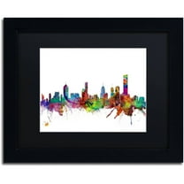 Trademark Fine Art "Melbourne Skyline II" Canvas Art by Michael Tompsett Black Matte, Black Frame