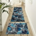 thumbnail image 5 of Modern Large Floral Kitchen Rugs Set 2 Piece Blue Decorative Rug Runner Low-Profile Floor Mats Decorations for Home Kitchen (17"x48"+17"x24"), 5 of 6