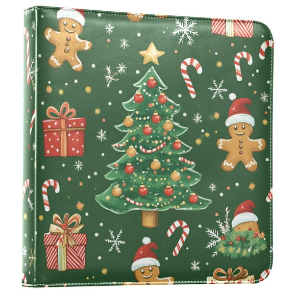 FORMRS 3 Ring Photo Album 4"x6" Self Adhesive Large Capacity PU Leather Cover, Christmas Tree