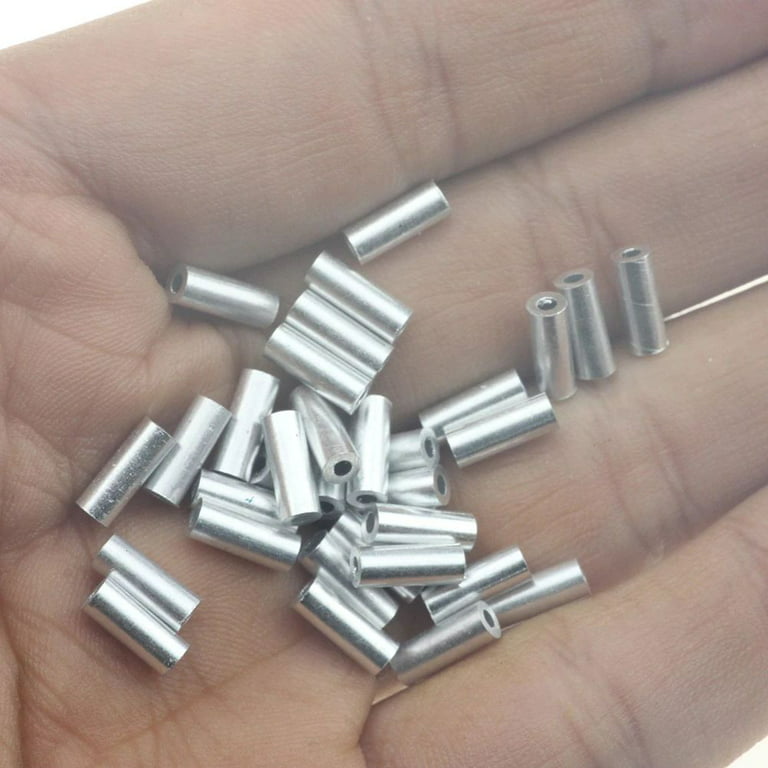 100pcs/lot Portable Round Aluminum Connector Stainless Steel Crimp Sleeve Fishing  Wire Tube single Aluminum Line Crimping Sleeves 1.6MM 
