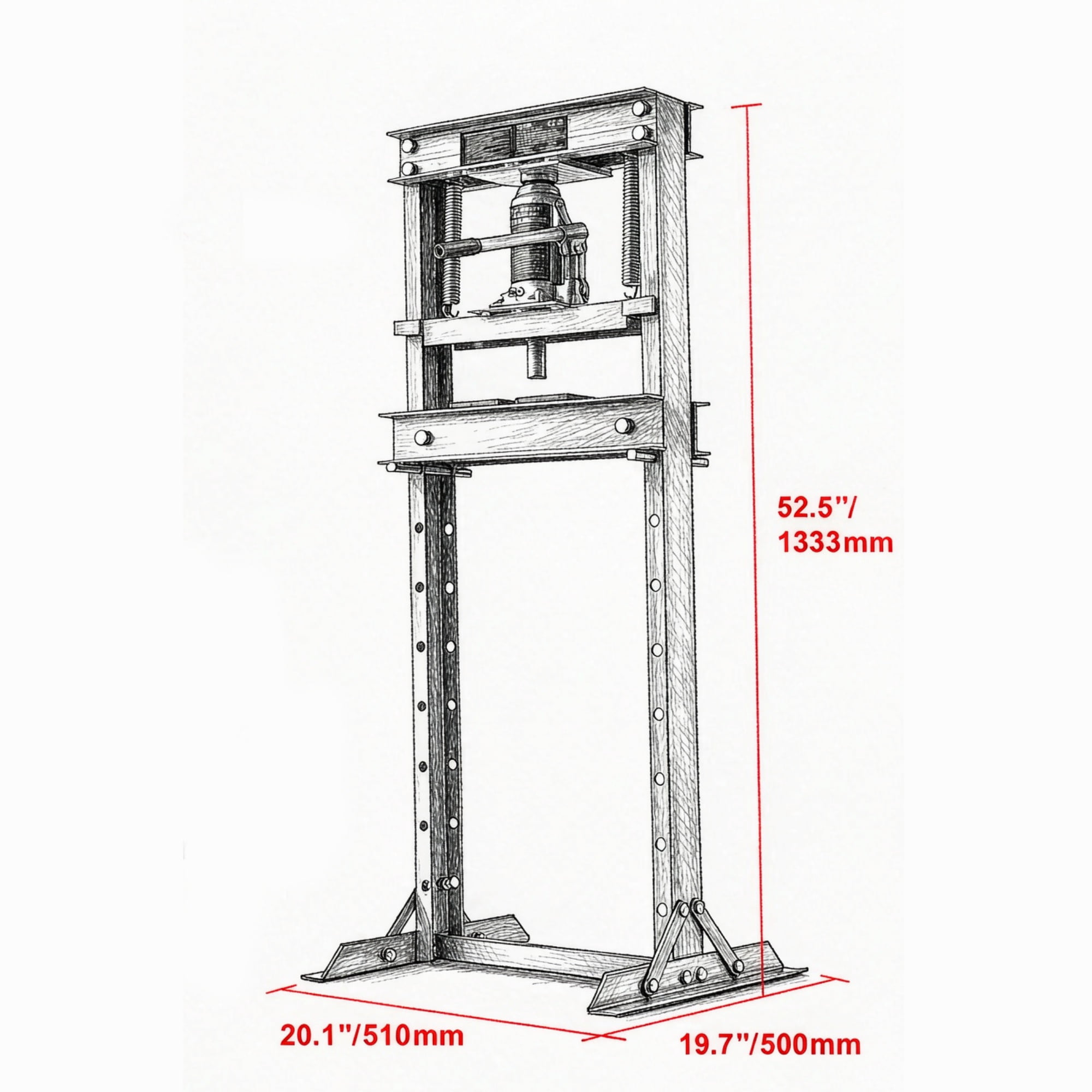 12 Ton H-Frame Hydraulic Shop Press, Adjustable Floor Press with Plates for Garage & Workshop