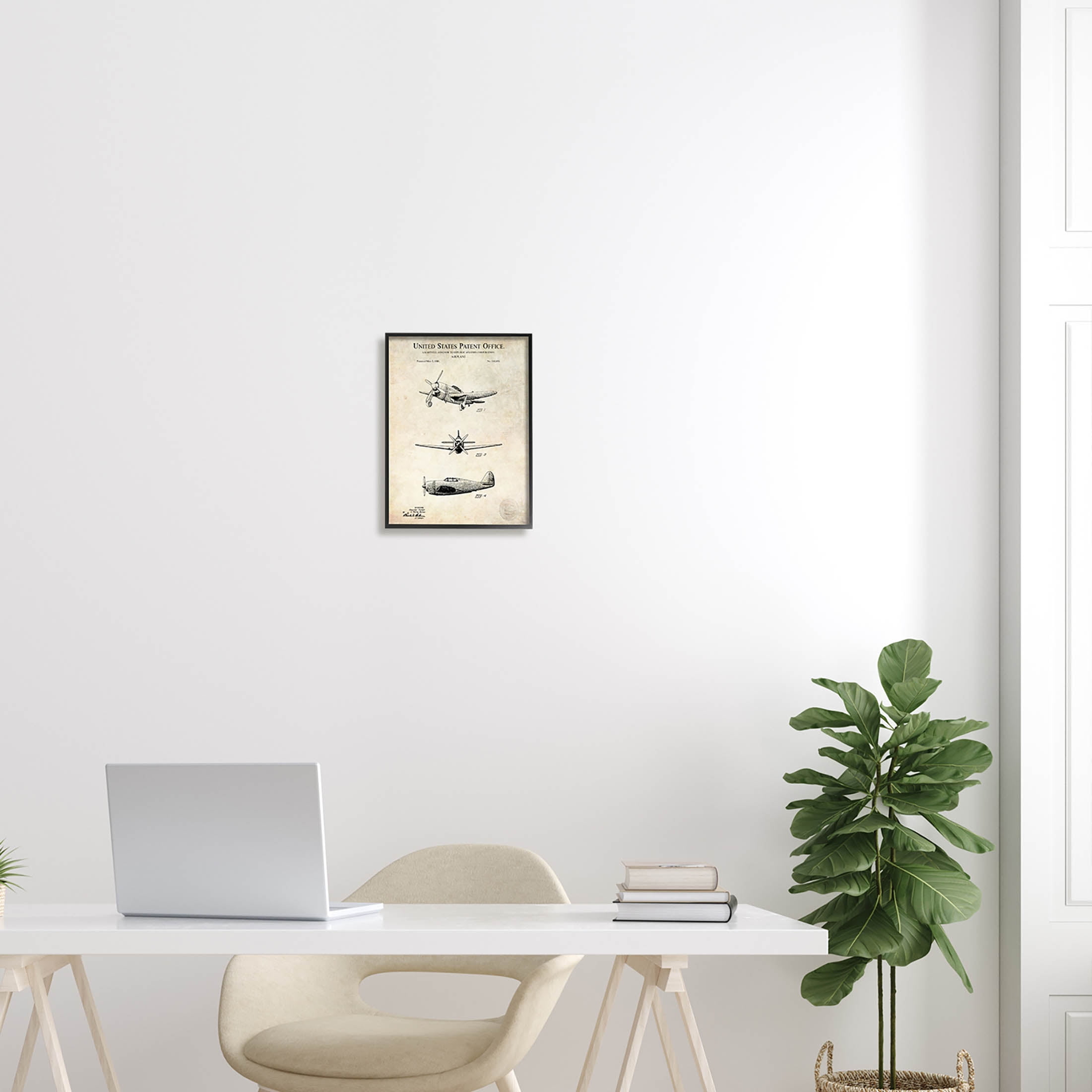 Stupell Industries Historic Aircraft Patent Vintage Graphic Art Black Framed Art Print Wall Art, Design by Karl Hronek