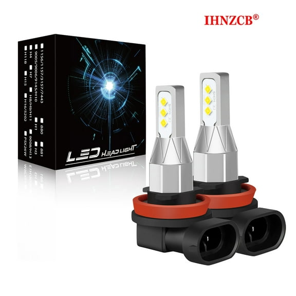 IHNZCB H11 LED Headlight Super Bright Bulbs High/Low Beam 6000K White Replacement 2pcs