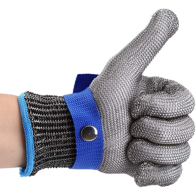 Guante De Carnicero De Malla Metálica A9 De Alambre De Acero Inoxidable Resistente Con Forro De Algodón Para Uso Industrial Protección De Carnicería M
