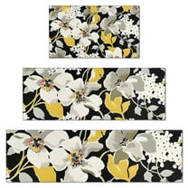 Pioneer Flower Floral Print Pattern Kitchen Rugs Sets Of 3,Kitchen Runner Rugs Non Skid Washable,Decorative Kitchen Floor Mats for Kitchen,Sink,Laundry,17"x30" 17"x47" 17"x59"
