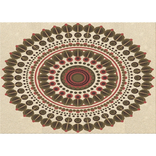 Ahgly Company Tapis Rectangulaire Lavable en Machine Intérieur Transitionnel Kaki Or, 2 Pieds x 3 Pieds
