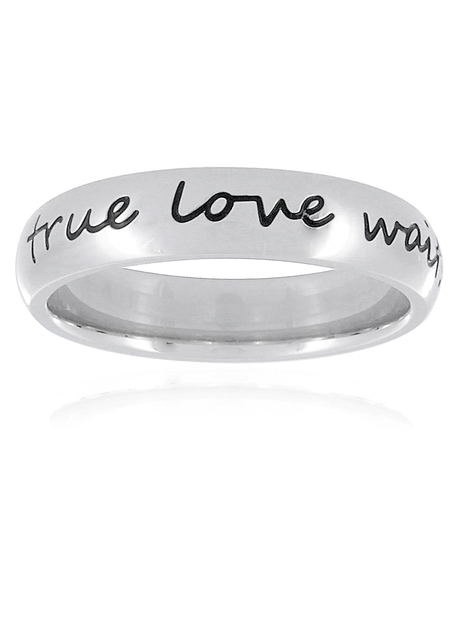 Coastal Jewelry Women's 'True Love Waits' Cursive Script Stainless Steel  Ring