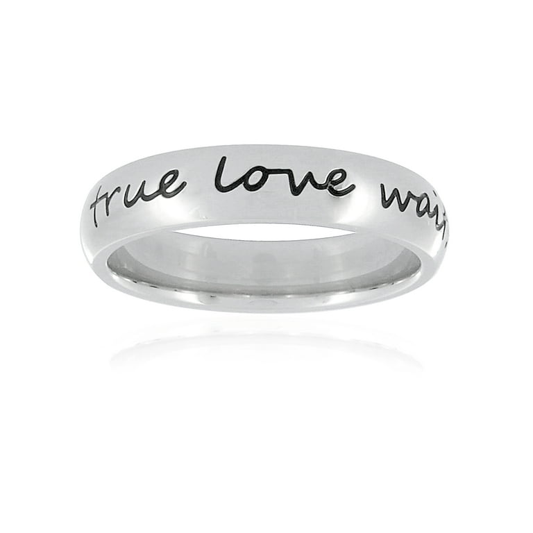 Coastal Jewelry Women's 'True Love Waits' Cursive Script Stainless Steel  Ring