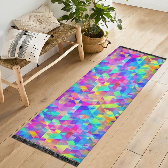 Yayeee Runner Rug for Bedroom 2'x6' Machine Washable Hallway Non Slip Mat, Vibrant Geometric Pattern