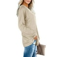 thumbnail image 4 of WZHKSN Female Solid Beige Long Sleeve Crew Neck New T Shirt, 4 of 5