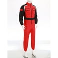 thumbnail image 3 of Oyolan Men Racer Jumpsuit Racing Car Driver Costume Long Sleeve Zipper Mechanic Coveralls with Pockets Red 3XL, 3 of 7