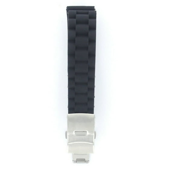 FOLOYORI Black Silicone Watch Band with Quick-Release Mechanism and Safety Catch 20mm Width 185mm Length 1Set