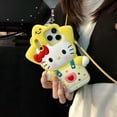 thumbnail image 5 of Cute 3D Yellow Star Hello Kitty Phone Case with Lanyard, Cartoon Silicone Protective Cover for iPhone 17 Pro Max 13 14 15 16 Plus, Kawaii Crossbody Strap Case for Women Girls, 5 of 9