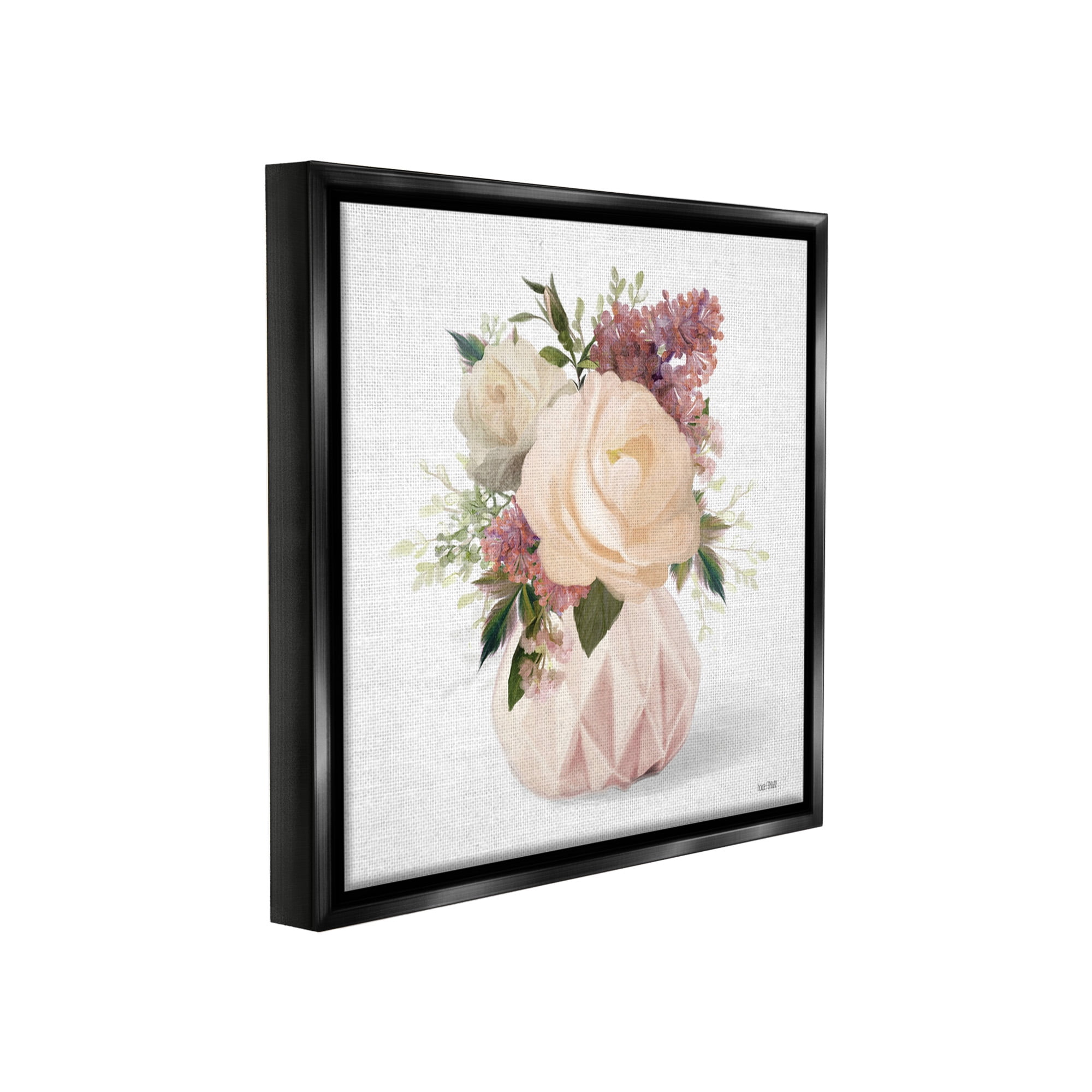 Stupell Industries Blush Pink Bouquet Botanical & Floral Painting Black Floater Framed Canvas Art Print Wall Art, 25 x 25