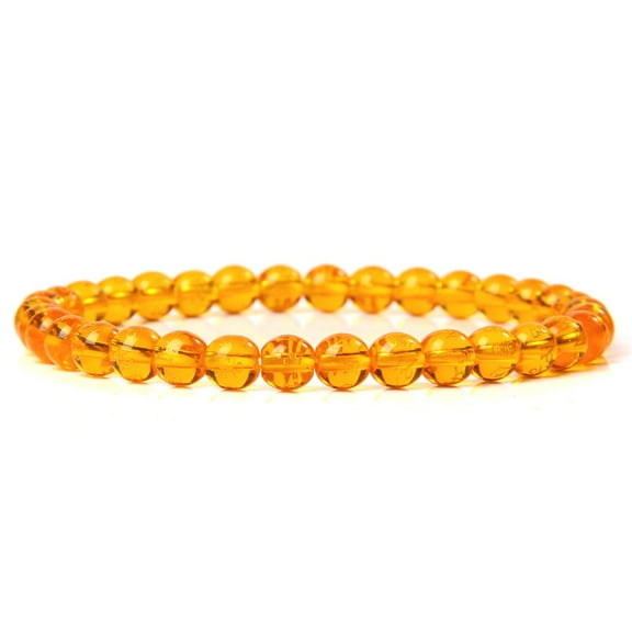 Amber Round Beaded Stretch Bracelet