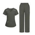 thumbnail image 2 of Scrubs for Women Set V-Neck Scrub Uniform Tops Classic Medical Workwear with Elastic Waist Straight-leg Jogger Pants, 2 of 5