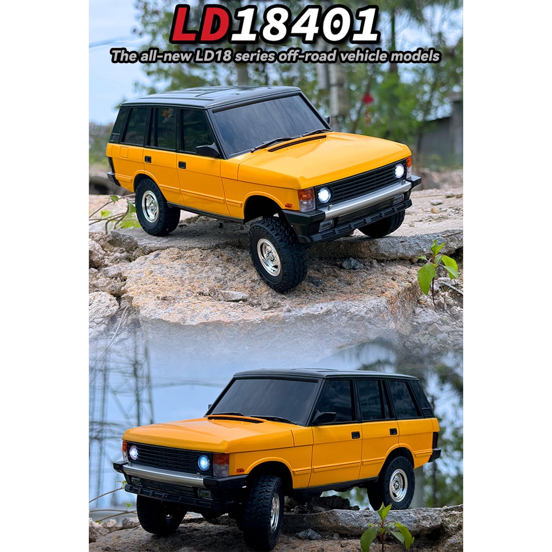 Off-Road RC Car, 1/18 Scale 2.4G 3CH 4WD RC Crawler Car with Flip-up Headlights, RTR Hobby Grade Collectible Model Gift for Adults & Hobbyists