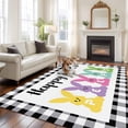 thumbnail image 2 of Plaid Easter Area Rugs 6'x9', Washable Small Throw Rugs for Kitchen Dining room, Bunny Black White Checkered Farmhouse Indoor Outdoor Rug Non-Slip Low Pile Carpet Runner Reversible Floor Mats, 2 of 8