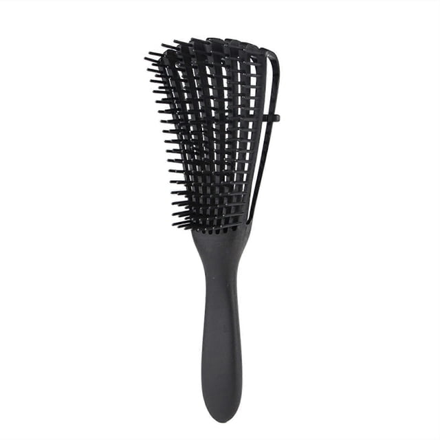 Cepillo desenredante para cabello rizado con masaje del cuero cabelludo, peine para cabello húmedo y seco para mujeres y hombres, negro