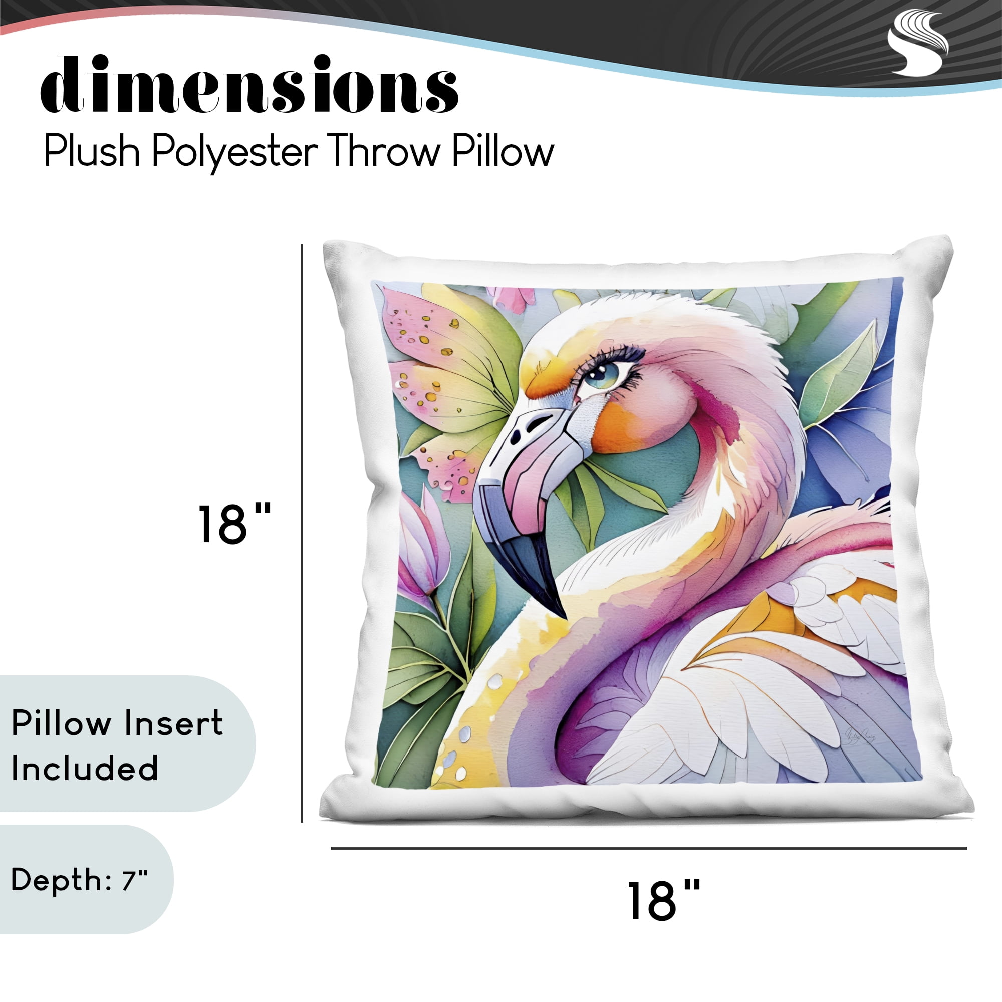 Stupell Industries Tropical Flamingo Portrait Decorative Printed Throw Pillow, design by Shelly Craig, 18 x 7 x 18