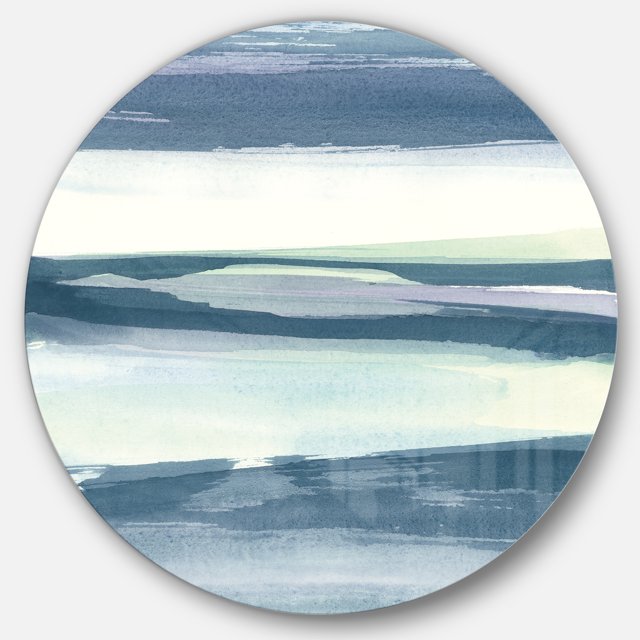 Designart « Menthe Indigo Aube II » Art Mural Rond en Métal Style Ferme - Disque de 36