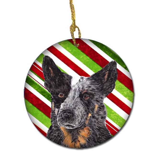 Australian Cattle Dog Candy Cane Holiday Christmas Ceramic Ornament
