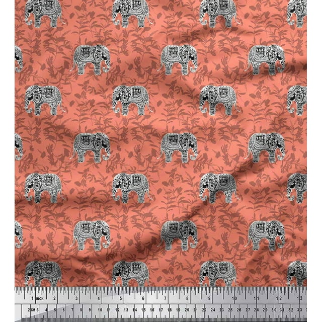 Soimoi Blue Velvet Fabric Palm Tree & Sunset Beach Print Sewing Fabric Yard 58 Inch Wide