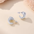 thumbnail image 4 of AFFY 14K White Gold over 925 Sterling Silver Chunky Stud Half Hoop Earrings for Women Jewelry, 4 of 6
