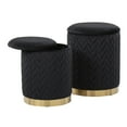 thumbnail image 4 of Lumisource Marla Contemporary/Glam Quilted Ottoman Set in Gold Metal and Black Velvet, 4 of 6