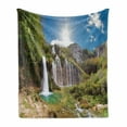 thumbnail image 1 of Croatia Soft Flannel Fleece Throw Blanket, Nature Landscape Magnificent View of Waterfalls in Day Time with Sky, Cozy Plush for Indoor and Outdoor Use, 70" x 90", Multicolor, by Ambesonne, 1 of 6