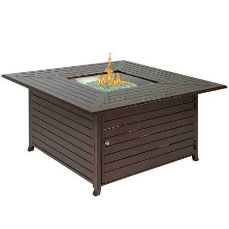 - Best Choice Products 45x45in Extruded Aluminum Square Gas Fire Pit Table for Outdoor Patio w/ Weather Cover, Lid, Propane Tank Storage, Glass Beads