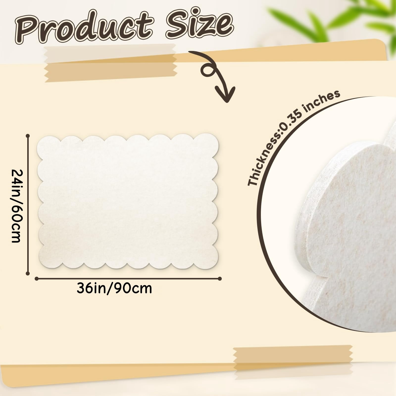 Scalloped Felt Bulletin Board, 36 x 24 inches Felt Board Foldable Cork Board Alternative Photo Board Self-Adhesive Vision Board Decorative Pin Board for Wall, Grey