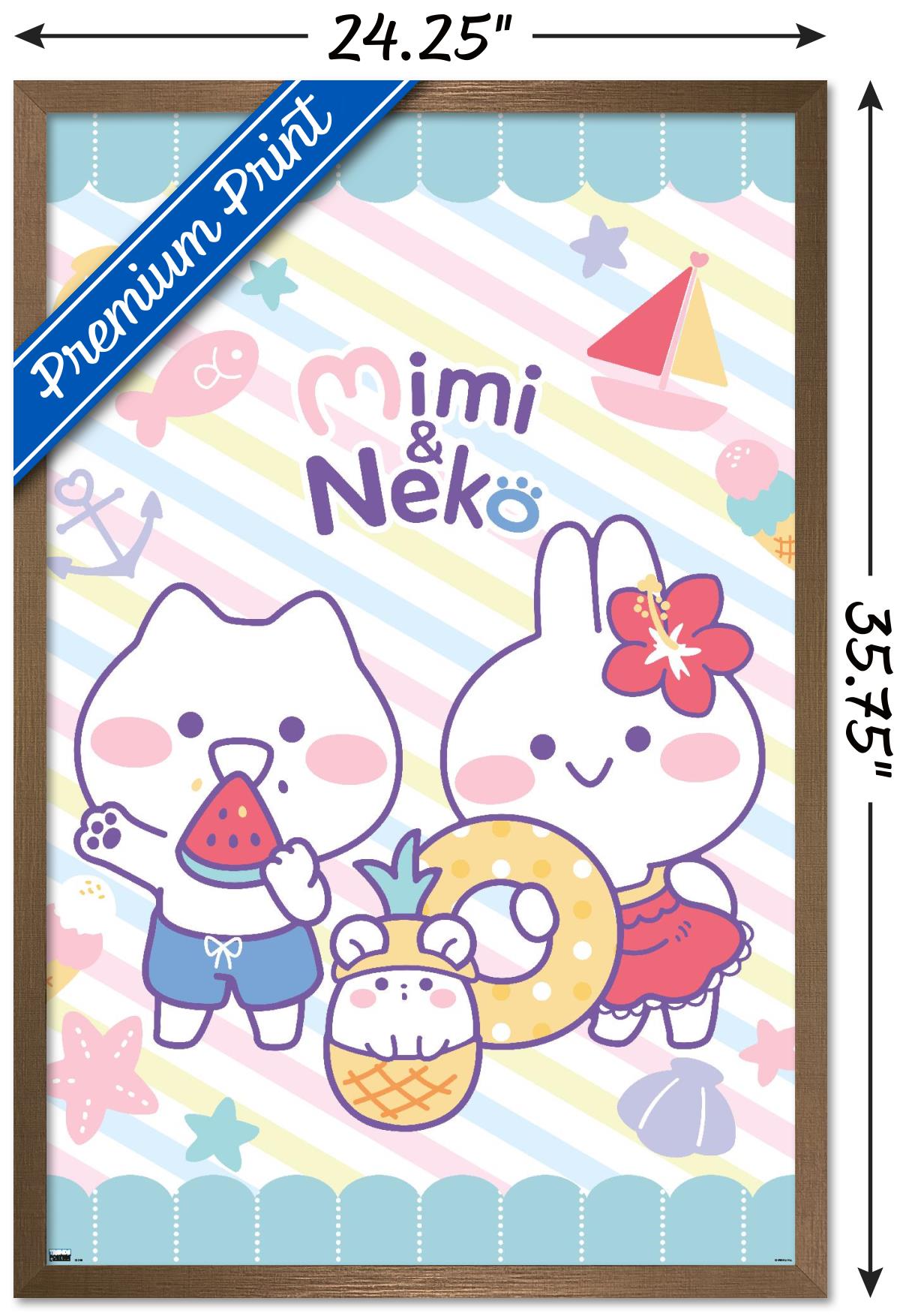 Mimi & Neko - Beach Wall Poster, 22.375" x 34" Framed
