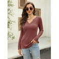 thumbnail image 6 of Sherrylily Women Waffle Knit Henley Tops Casual Long Sleeve V Neck Pullover XS-XL, 6 of 7