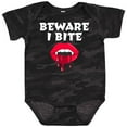 thumbnail image 3 of Inktastic Beware I Bite with Vampire Fangs Vector Drawing in White Text Boys or Girls Baby Bodysuit, 3 of 5