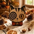 thumbnail image 3 of Vintage Halloween Cat Wooden Block, Primitive Rustic Farmhouse Tabletop Figurine, Tray Desktop Sign, Spooky Wooden Centerpiece Signs for Home Office Halloween Party Decorations(B), 3 of 8
