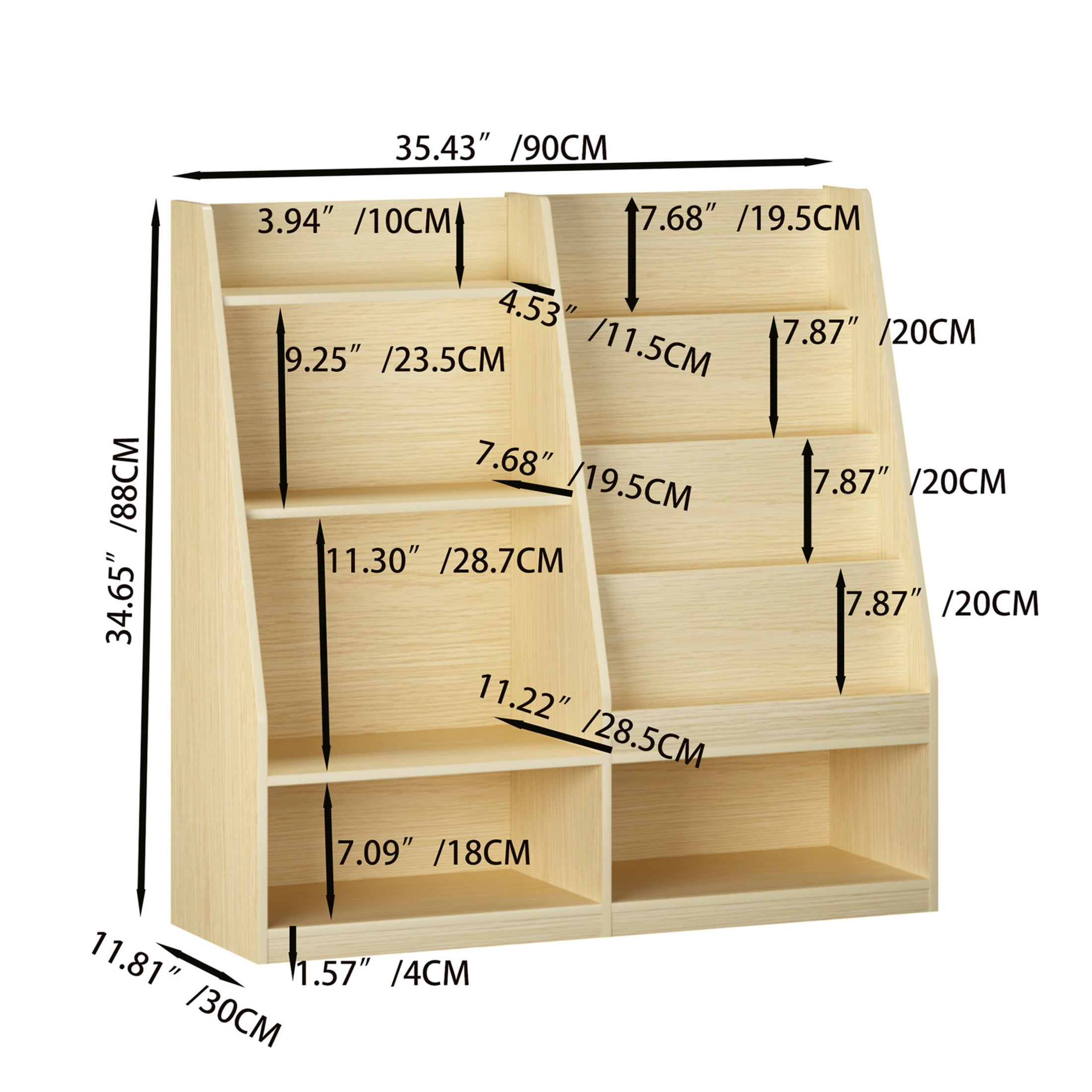 Noble House Kids Bookshelf, Toy Storage Organizer, 4-Tier Wooden Bookcase Display Stand, Kids Room, Playroom, Natural
