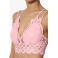thumbnail image 5 of TheMogan Women's Padded Lace Bralette Cross Strap & Stretchy Smocked Back Crochet Bra Crop Top Dusty Pink 3X, 5 of 7
