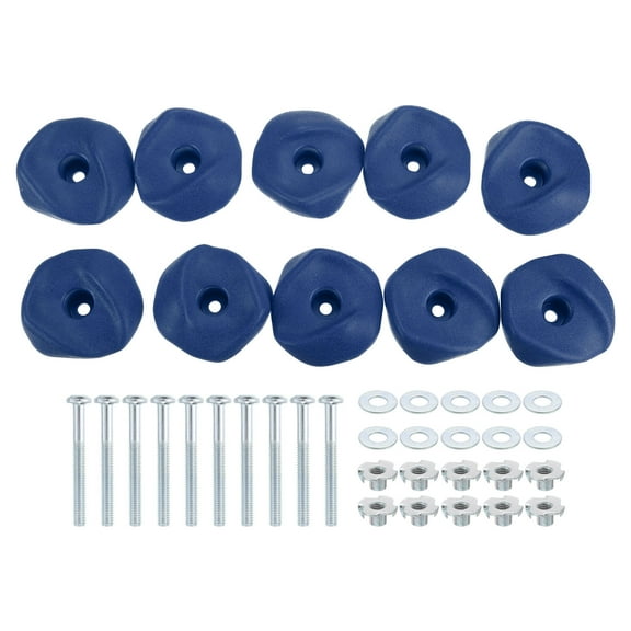 Rock Climbing Holds, 10 Pcs Climbing Rock Wall Grips with Single Holes for Playground Accessories, Blue-A