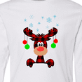 thumbnail image 4 of Inktastic Cute Flannel Reindeer with Christmas Bulbs and Snowflakes Long Sleeve Youth T-Shirt, 4 of 5