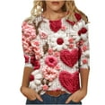 thumbnail image 2 of SOOMLON Women Valentine's Day Tops Couple Valentines Gift Comfy 3/4 Sleeve Round Neck T Shirts Funny Heart Graphic Blouses Fashion Valentines Clothes 2025 Multicolor XL, 2 of 5
