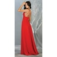 thumbnail image 2 of Womens Royal Blue Bridesmaid Evening Prom Long V-Neck Sleeveless A-Line Plus Size Dress, 2 of 3