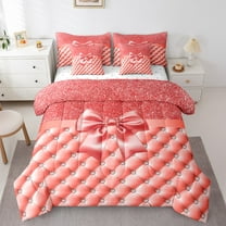 Erosebridal Pink Bow-tie Bed in a Bag Queen size, Kawaii Bowknot Bed Set, Glitter Diamond Decor, Reversible